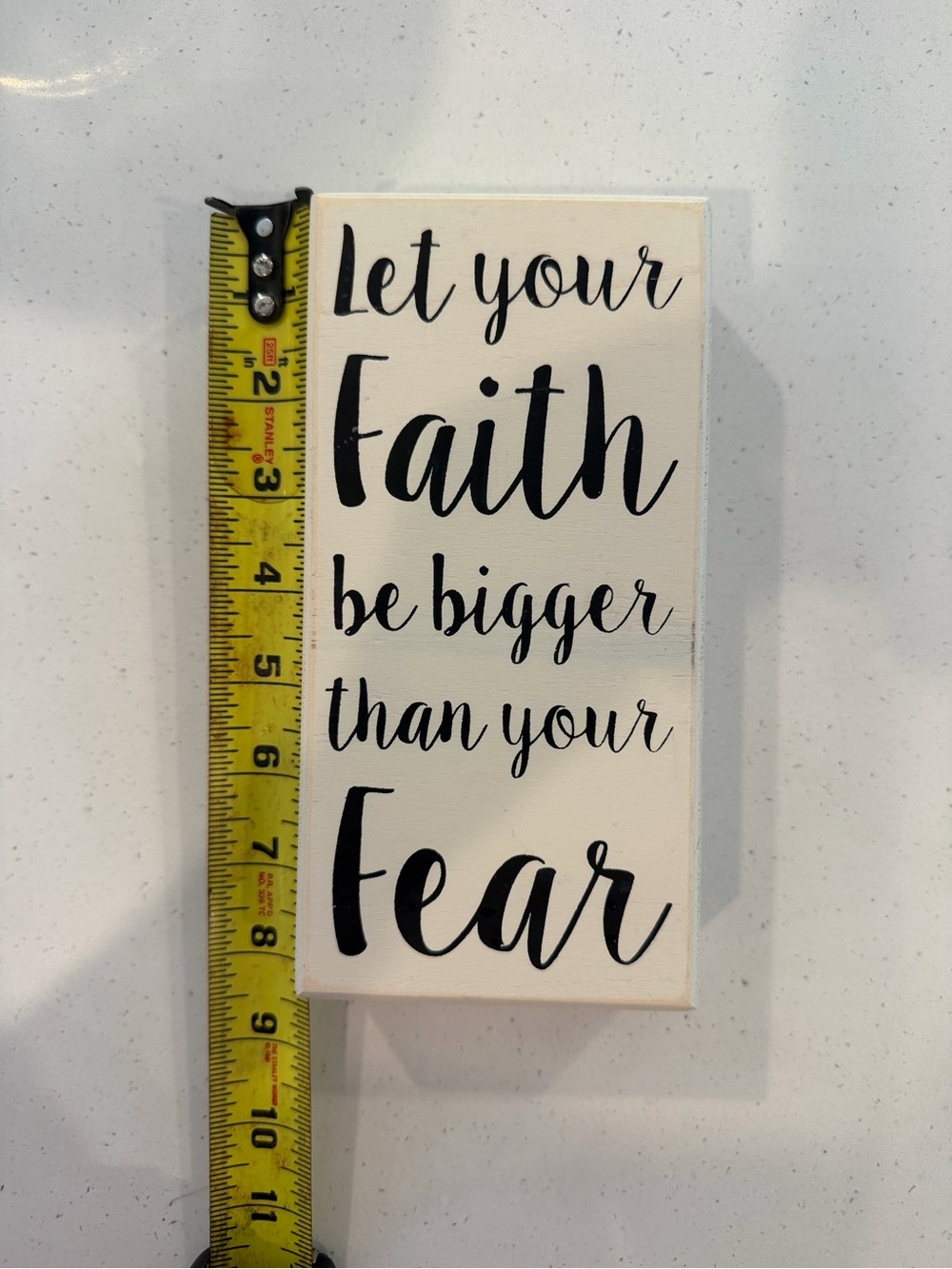 Inspirational 'Let Your Faith Be Bigger Than Your Fear' Wall Art - White/Black